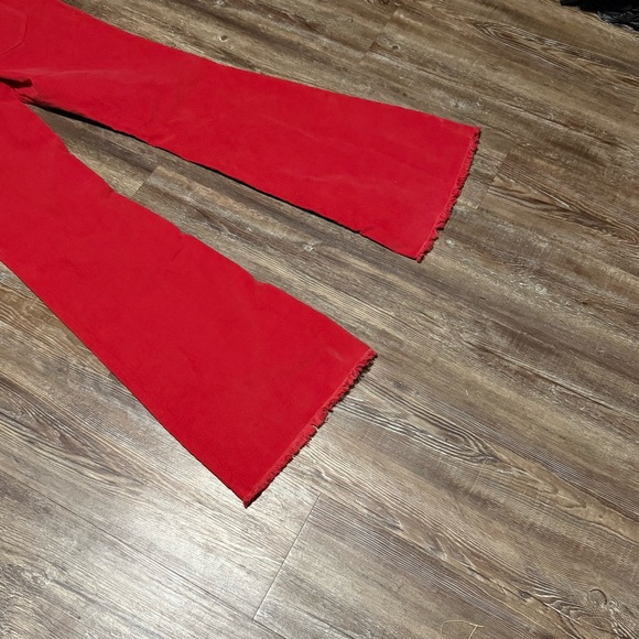 We The Free Corduroy Flare Pants Women's 29 Fall Red Frayed Hem High Rise - Picture 7 of 8